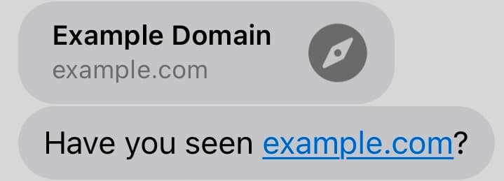 Example of a recognized URL in Messages